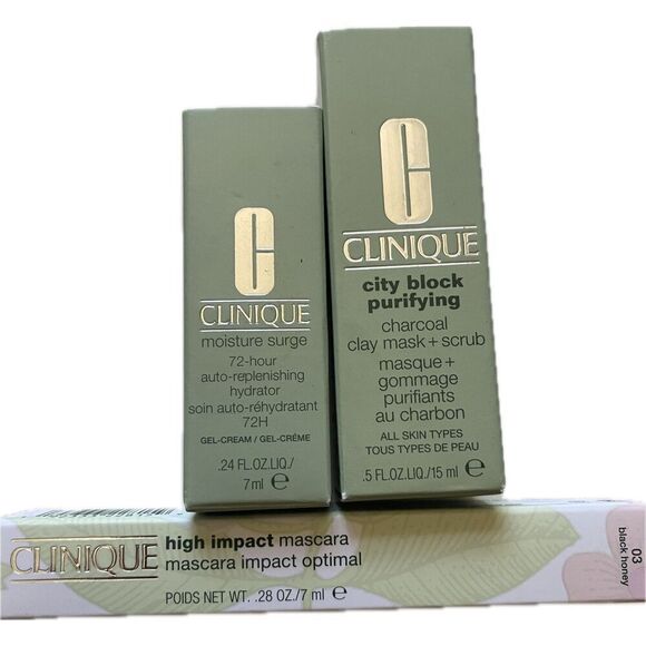 Clinique Lot 3 Piece Set Full Size Mascara Makeup Travel/Trial Factory Sealed - Picture 1 of 1
